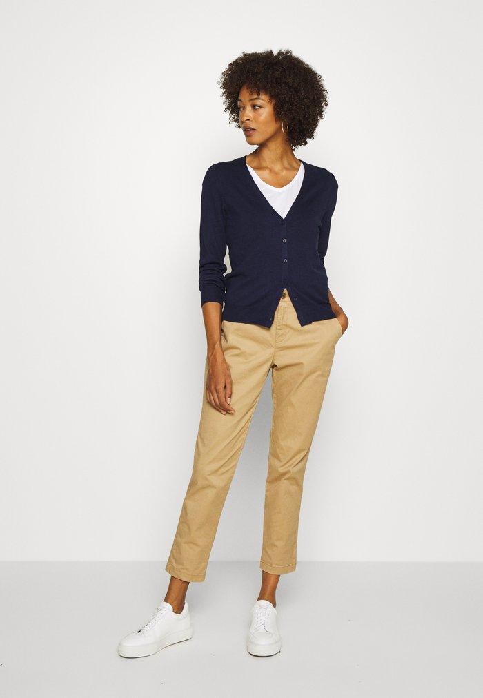 Cardigan Anna Field Basic V Neck Bleu Foncé Femme | JBJ-1557979